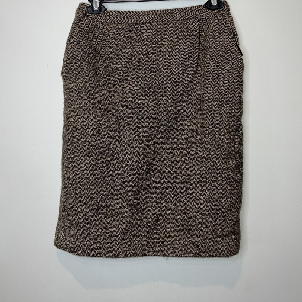Vintage Pendleton Petite Wool Tweed Brown Herringbone Career USA Womens 10  P